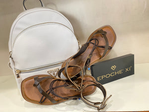 Epochè XI Siena 48 sandalo basso in pelle testa moro con accessori