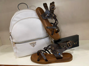 Epochè XI Siena 48 sandalo basso in pelle testa moro con accessori