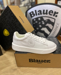 Blauer Buck 01 sneakers uomo in pelle white con logo
