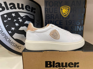Blauer Venus 01 sneakers donna in pelle white/beige con logo