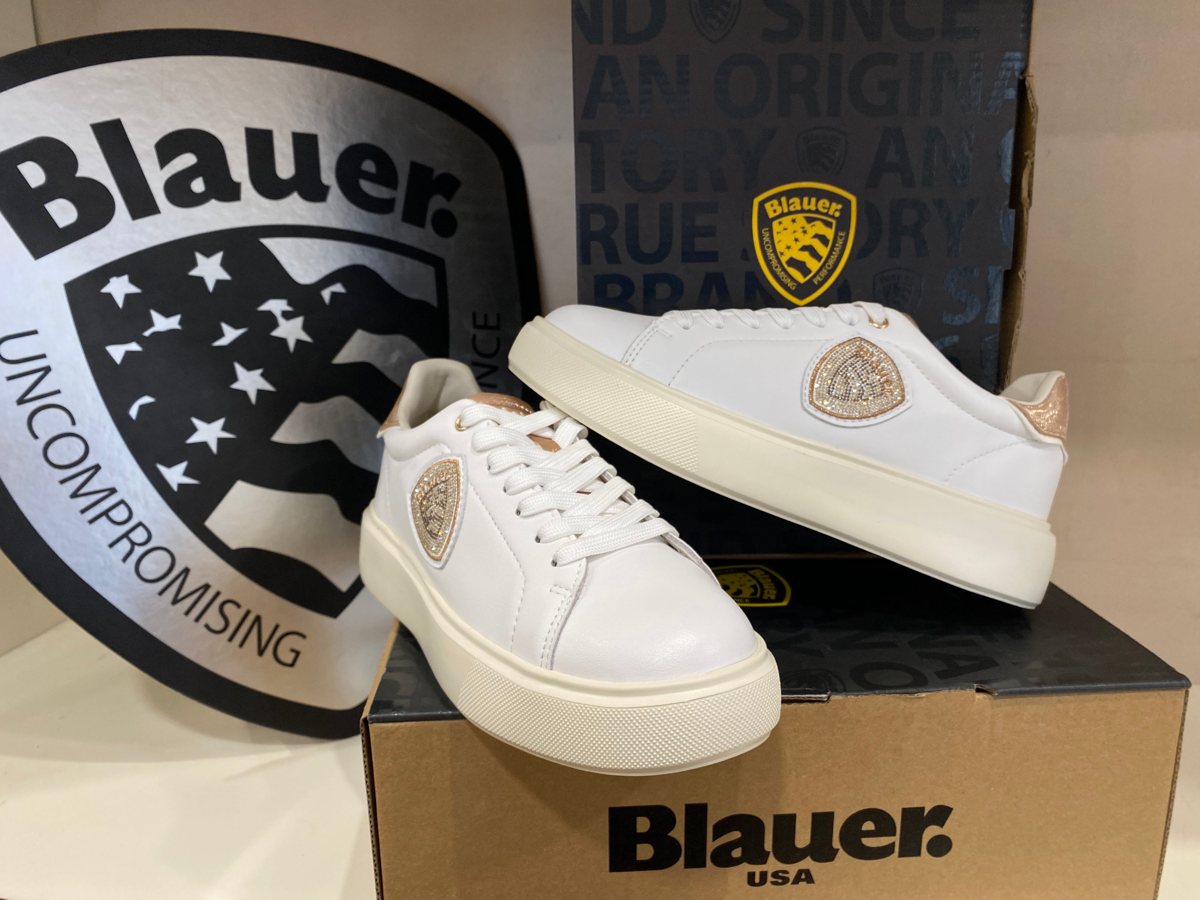 Blauer Venus 01 sneakers donna in pelle white/beige con logo