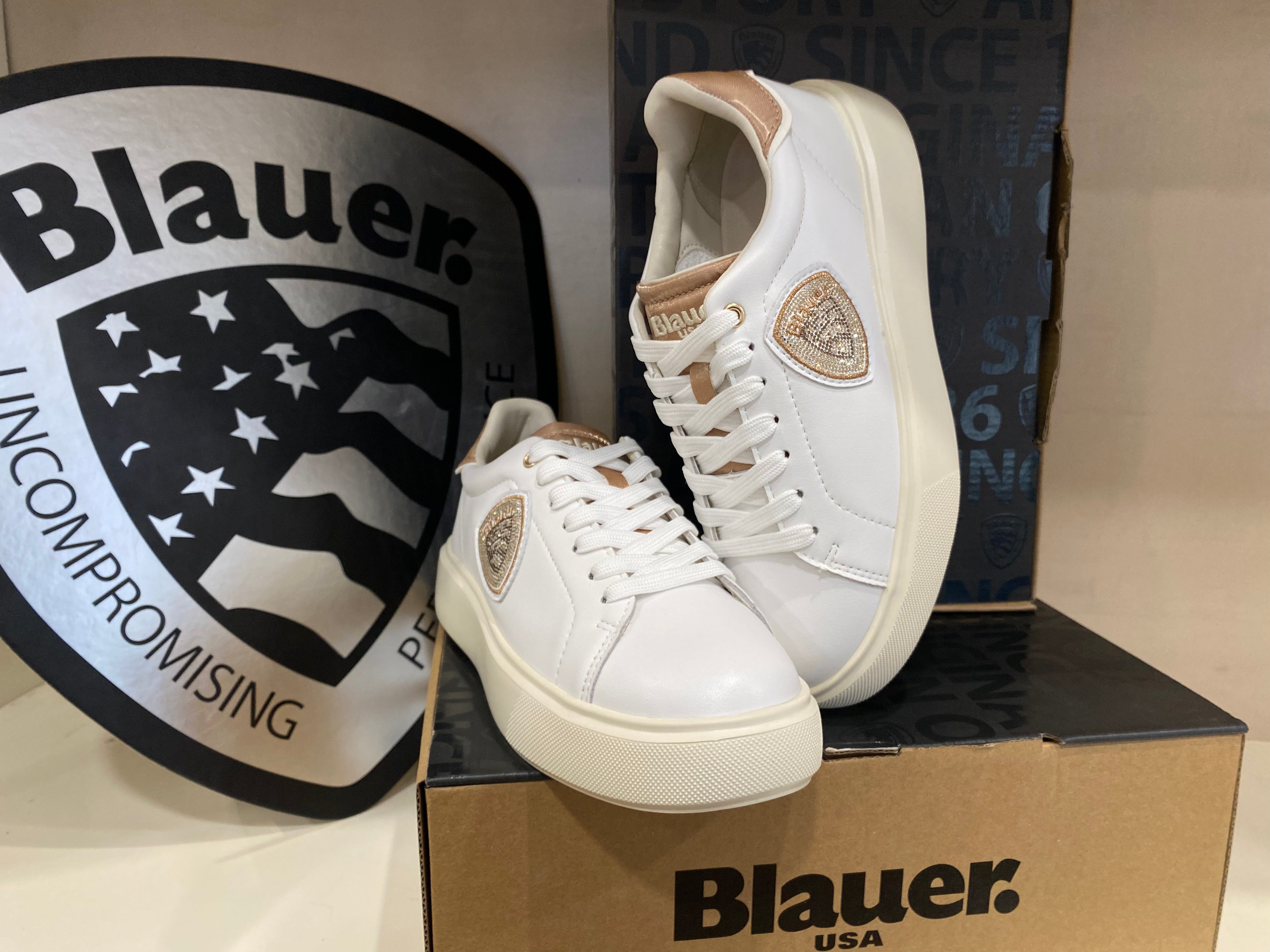Blauer Venus 01 sneakers donna in pelle white/beige con logo