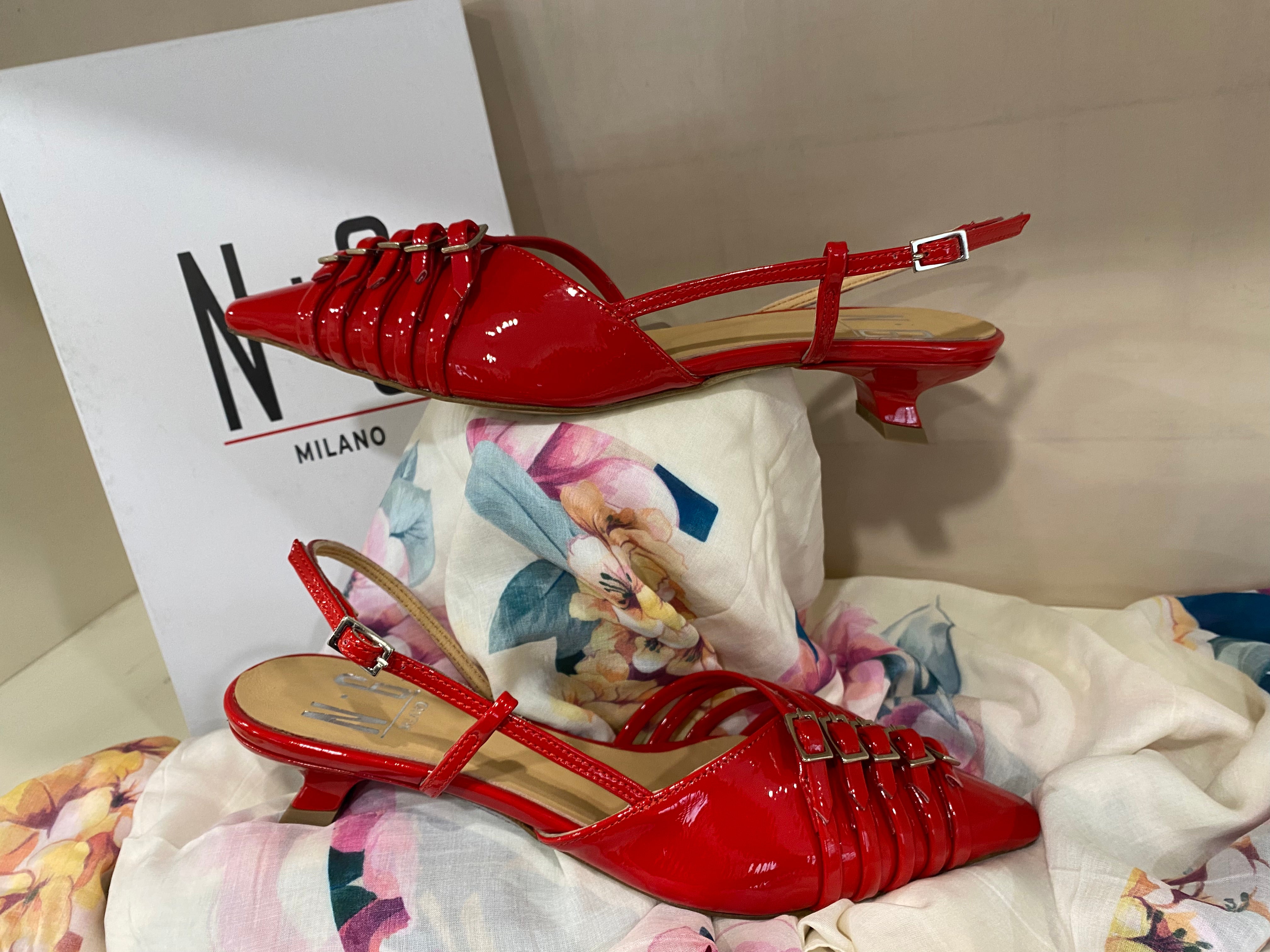 DM Edda 2285 slingback in vernice rossa