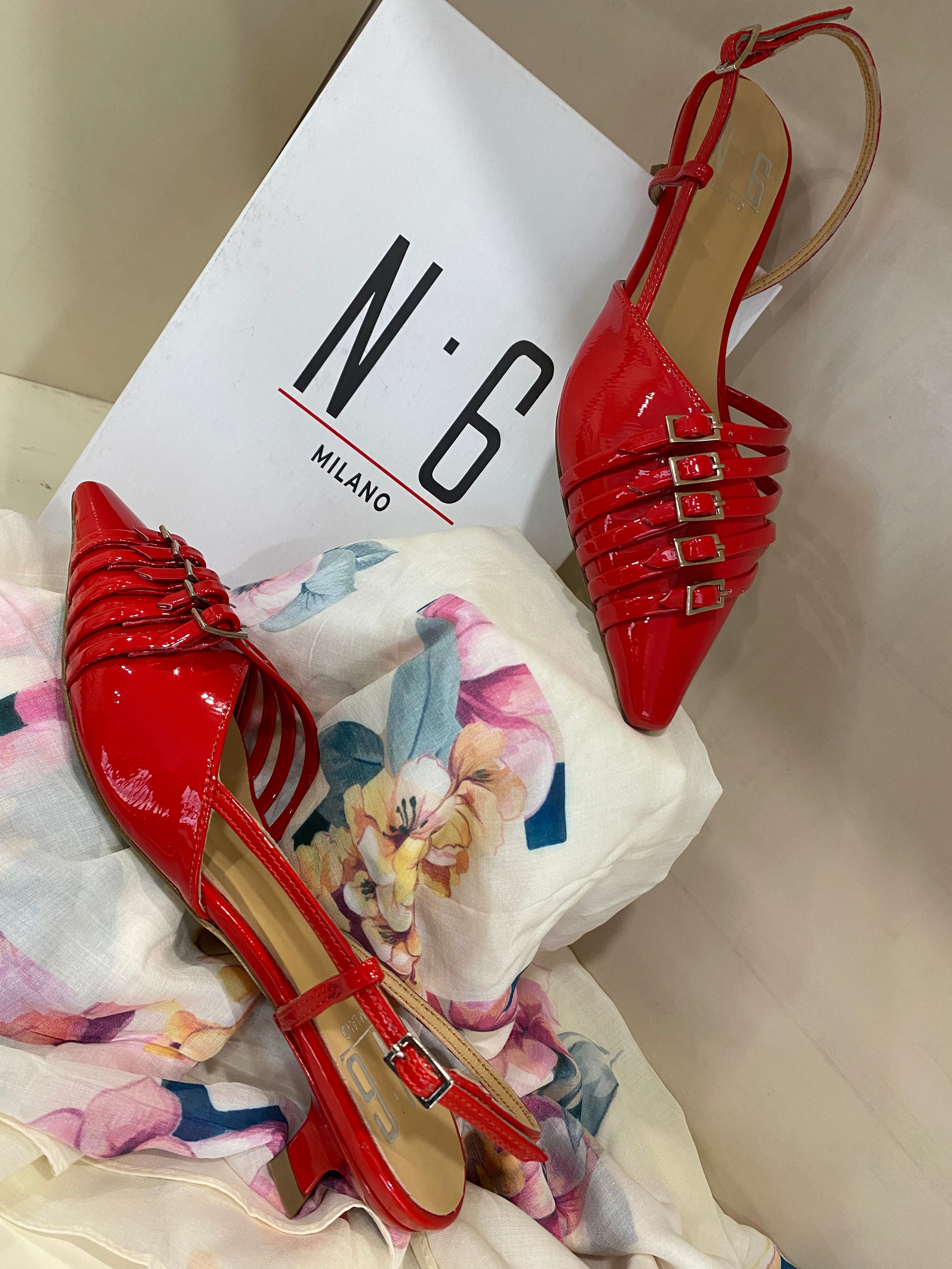 DM Edda 2285 slingback in vernice rossa