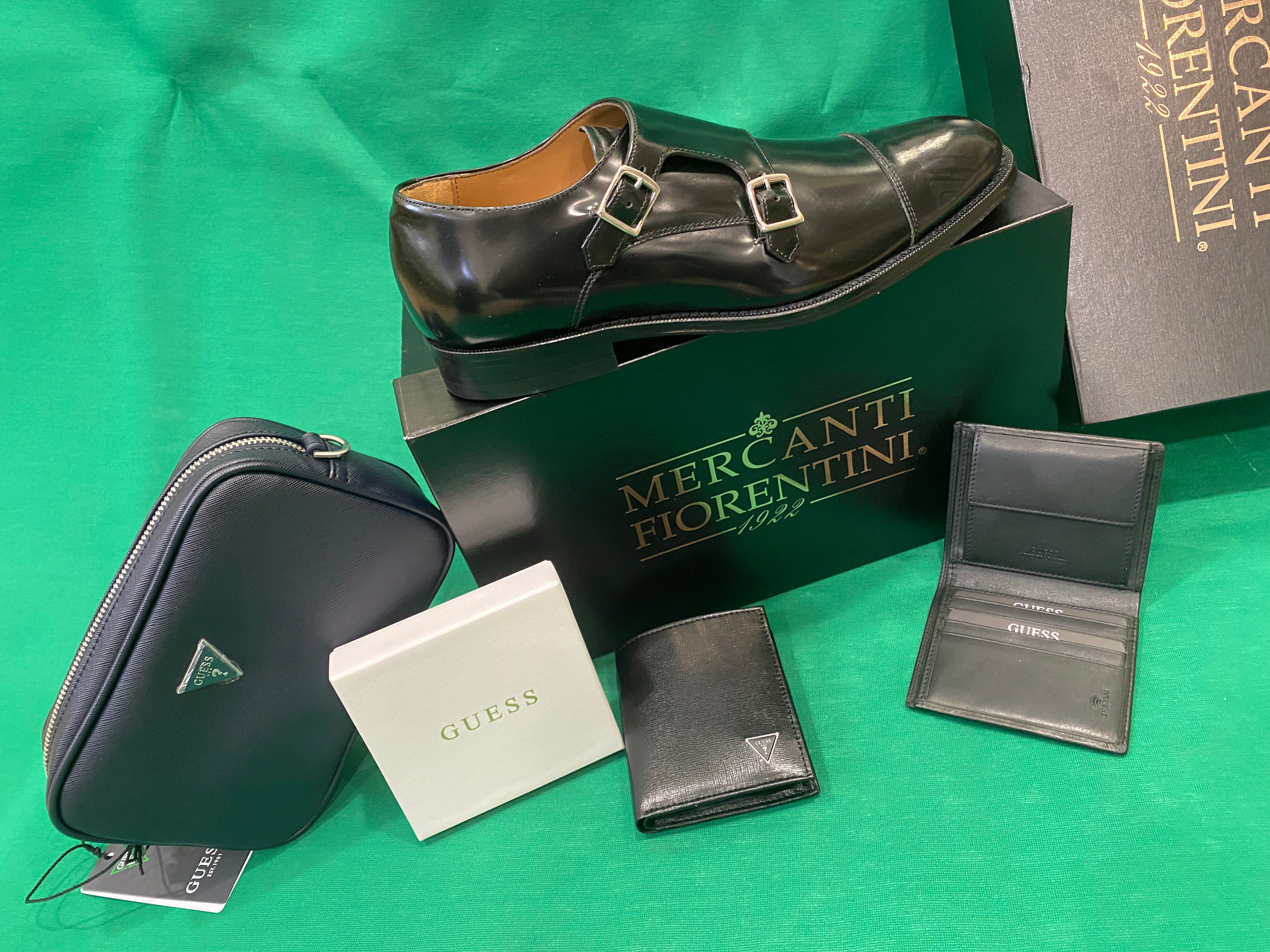 Mercanti Fiorentini 8858 scarpa uomo doppia fibbia in pelle abrasivata nero