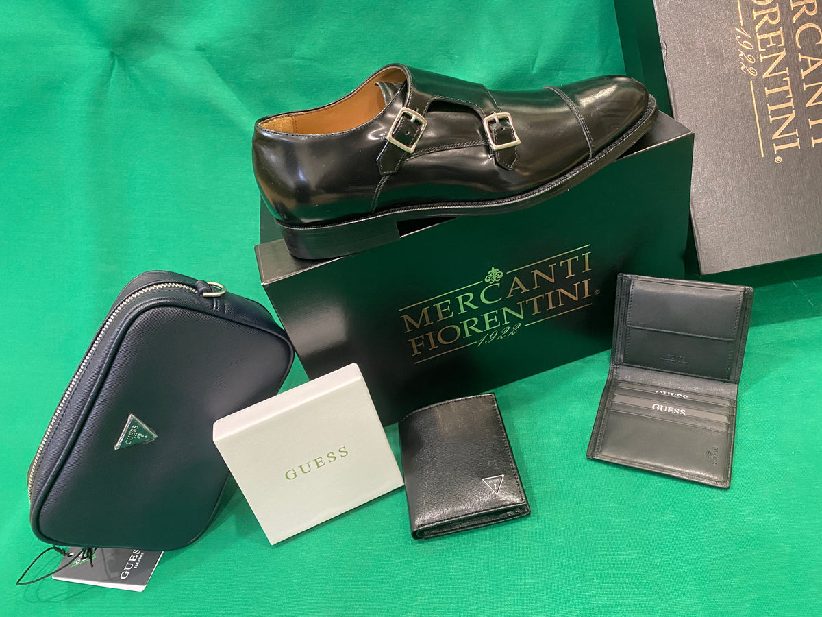 Mercanti Fiorentini 8858 scarpa uomo doppia fibbia in pelle abrasivata nero