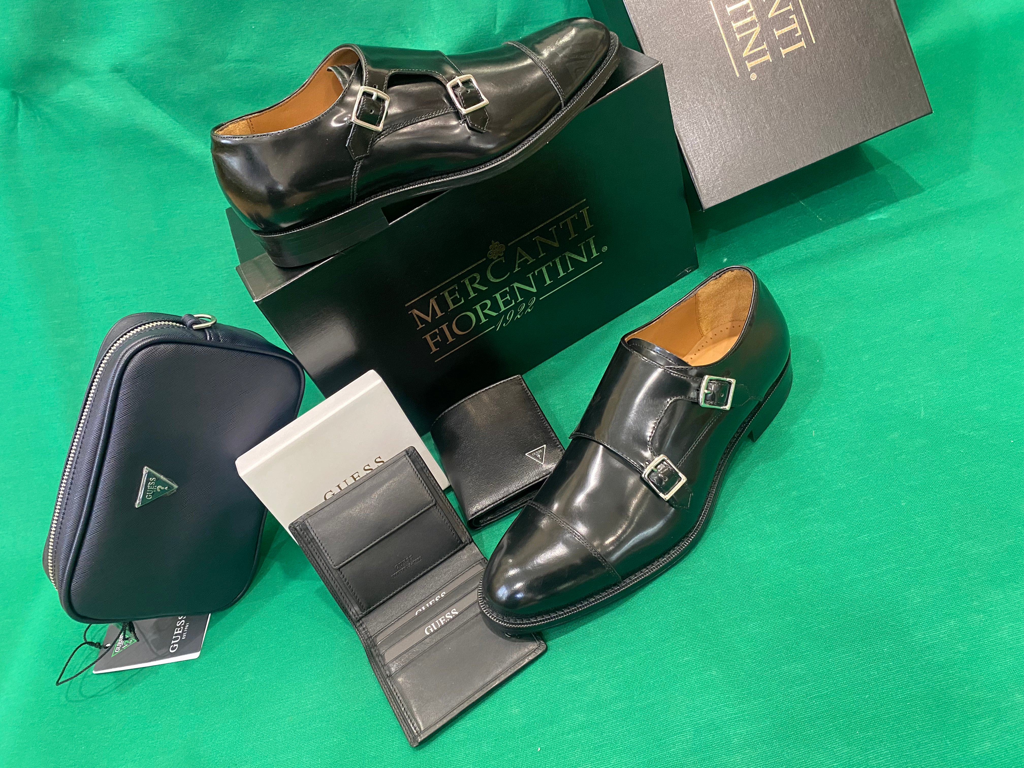 Mercanti Fiorentini 8858 scarpa uomo doppia fibbia in pelle abrasivata nero