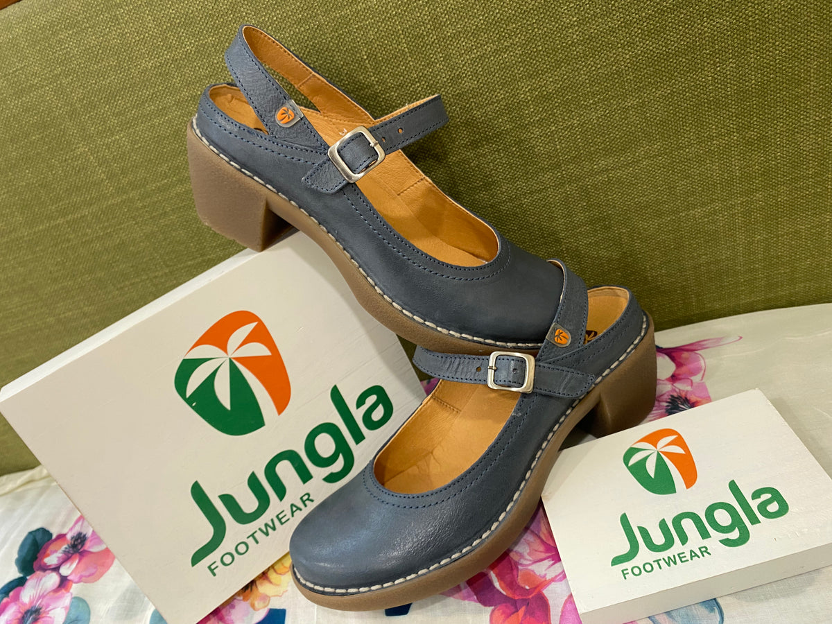 Jungla 8350 Mary-Jane a tacco medio in pelle color marino