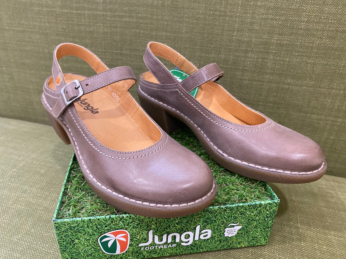 Jungla 8350 Mary-Jane a tacco medio in pelle color marrone