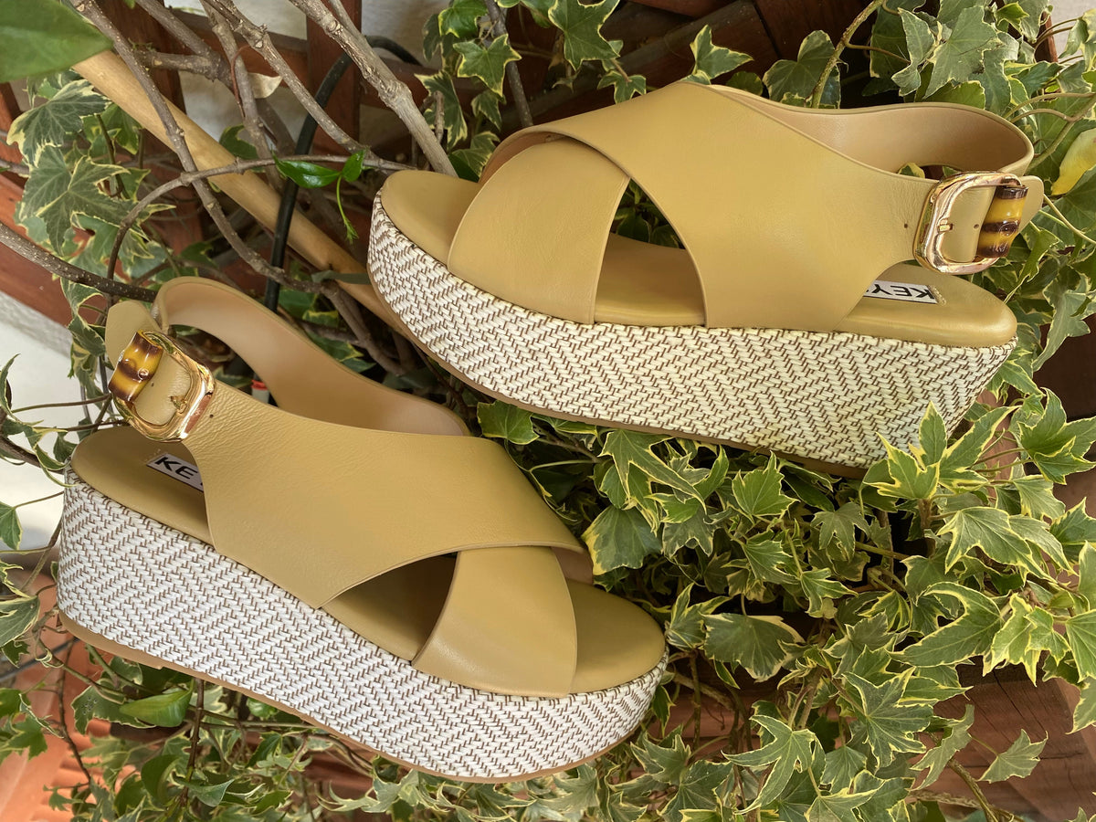 Keys K-11082 sandalo donna con zeppa Rope nocciola