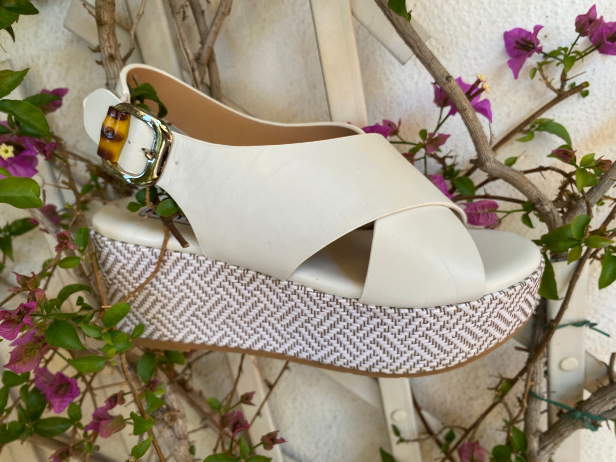 Keys K-11082 sandalo donna con zeppa Rope white