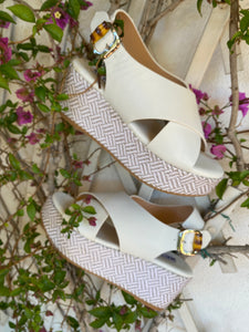Keys K-11082 sandalo donna con zeppa Rope white