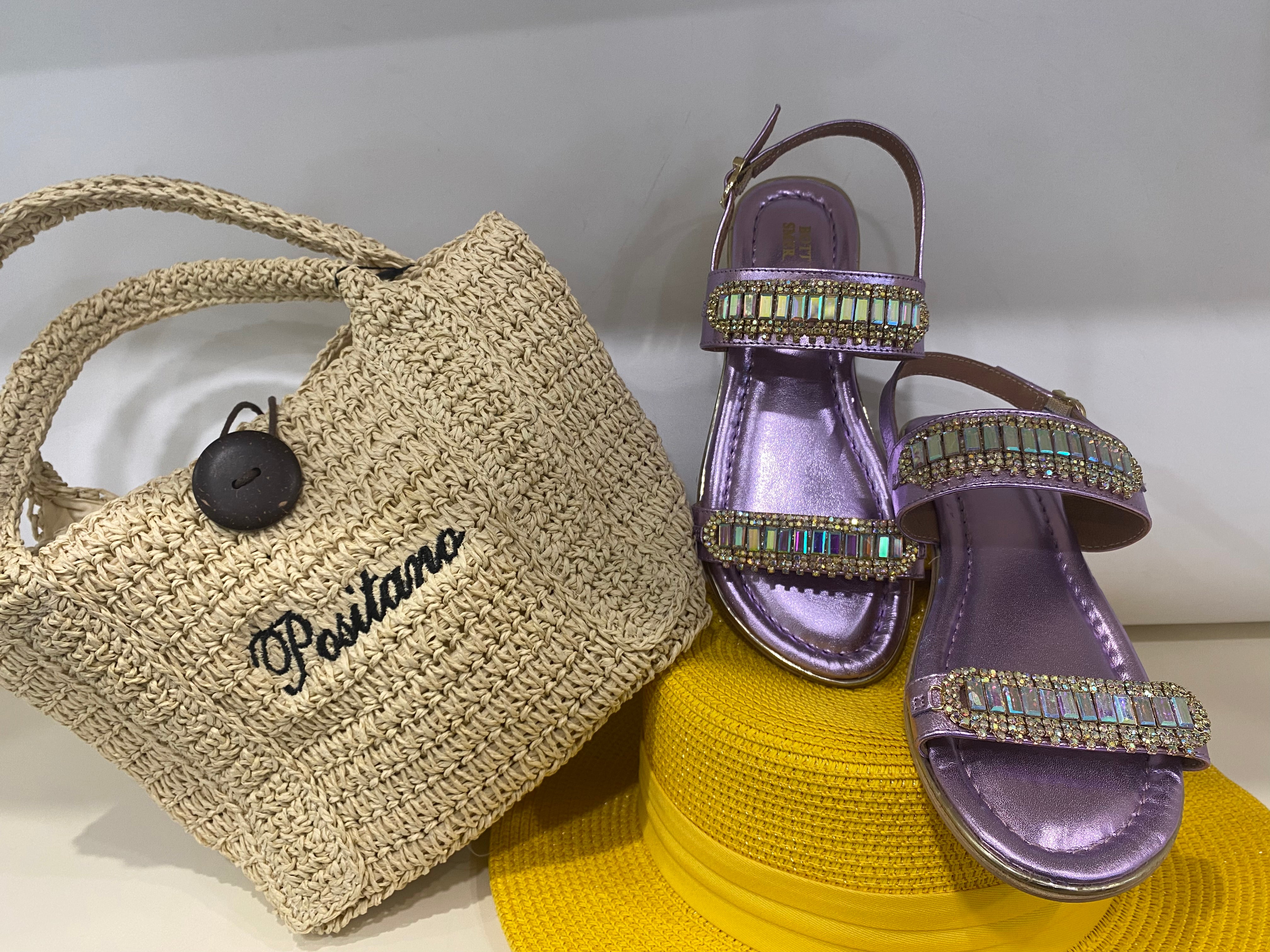 Bottega Smeralda 525LLC sandalo due fasce metallizzato lilla