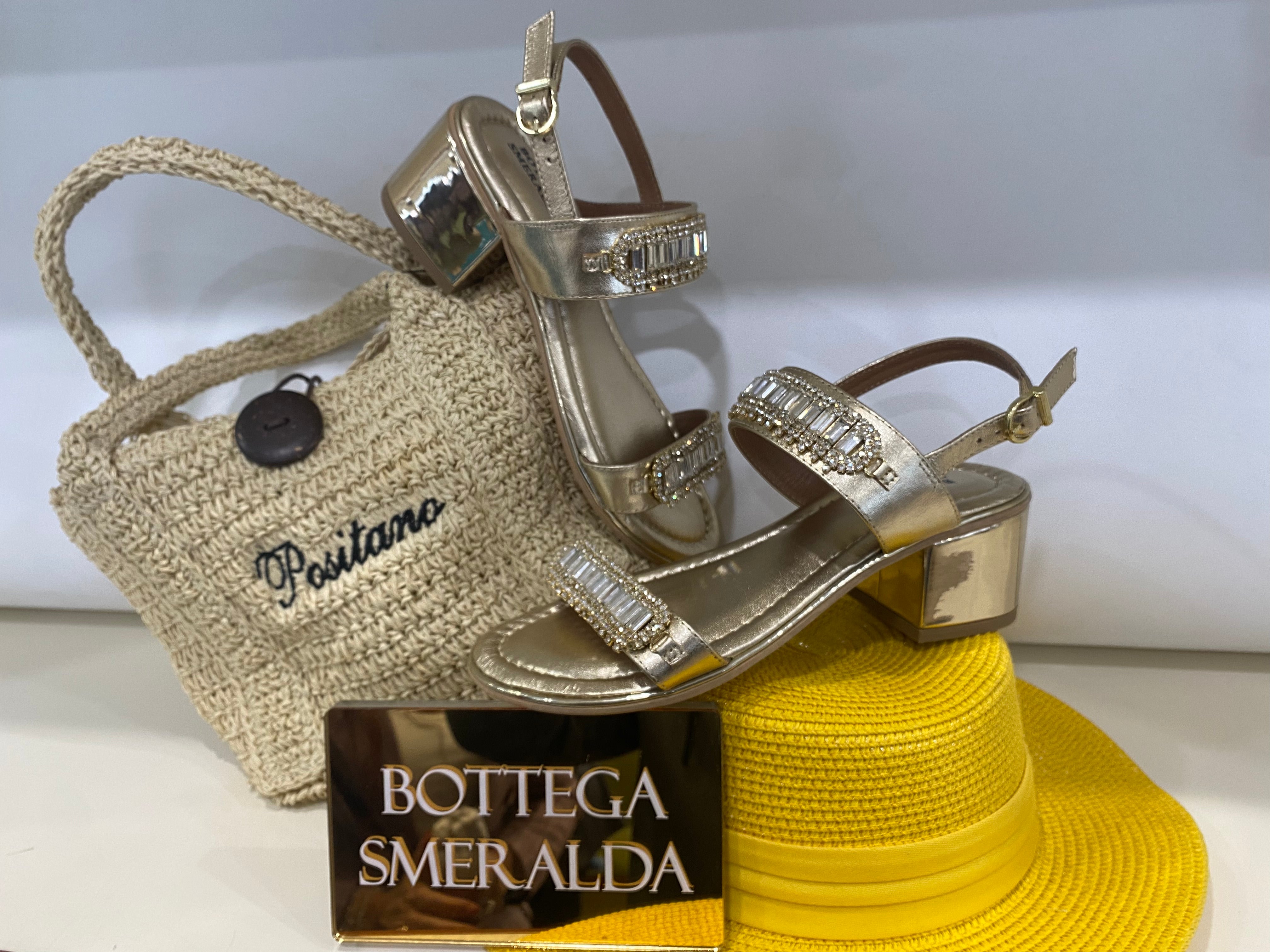 Bottega Smeralda 525LLC sandalo due fasce metallizzato oro
