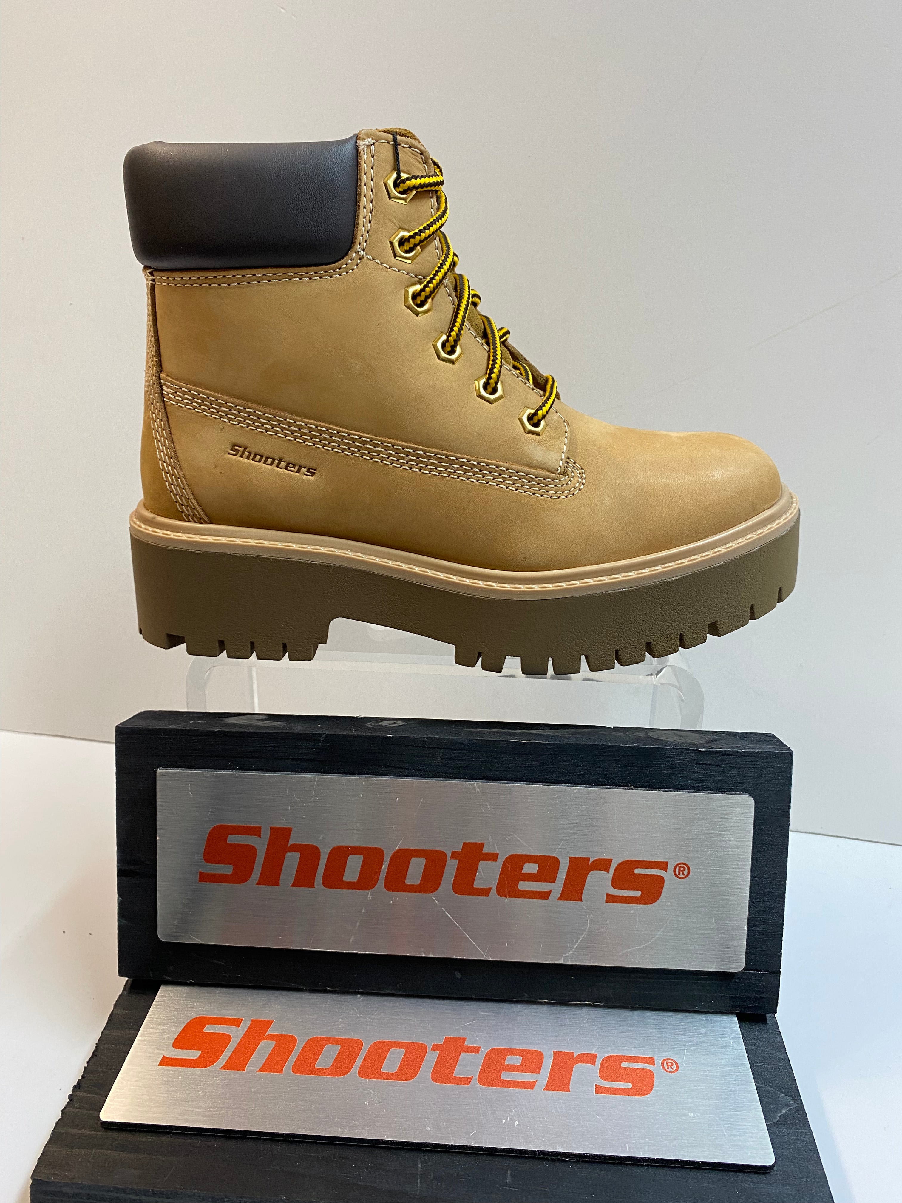 Shooters S22096-03 anfibi donna in pelle ingrassata gialla e fondo alto