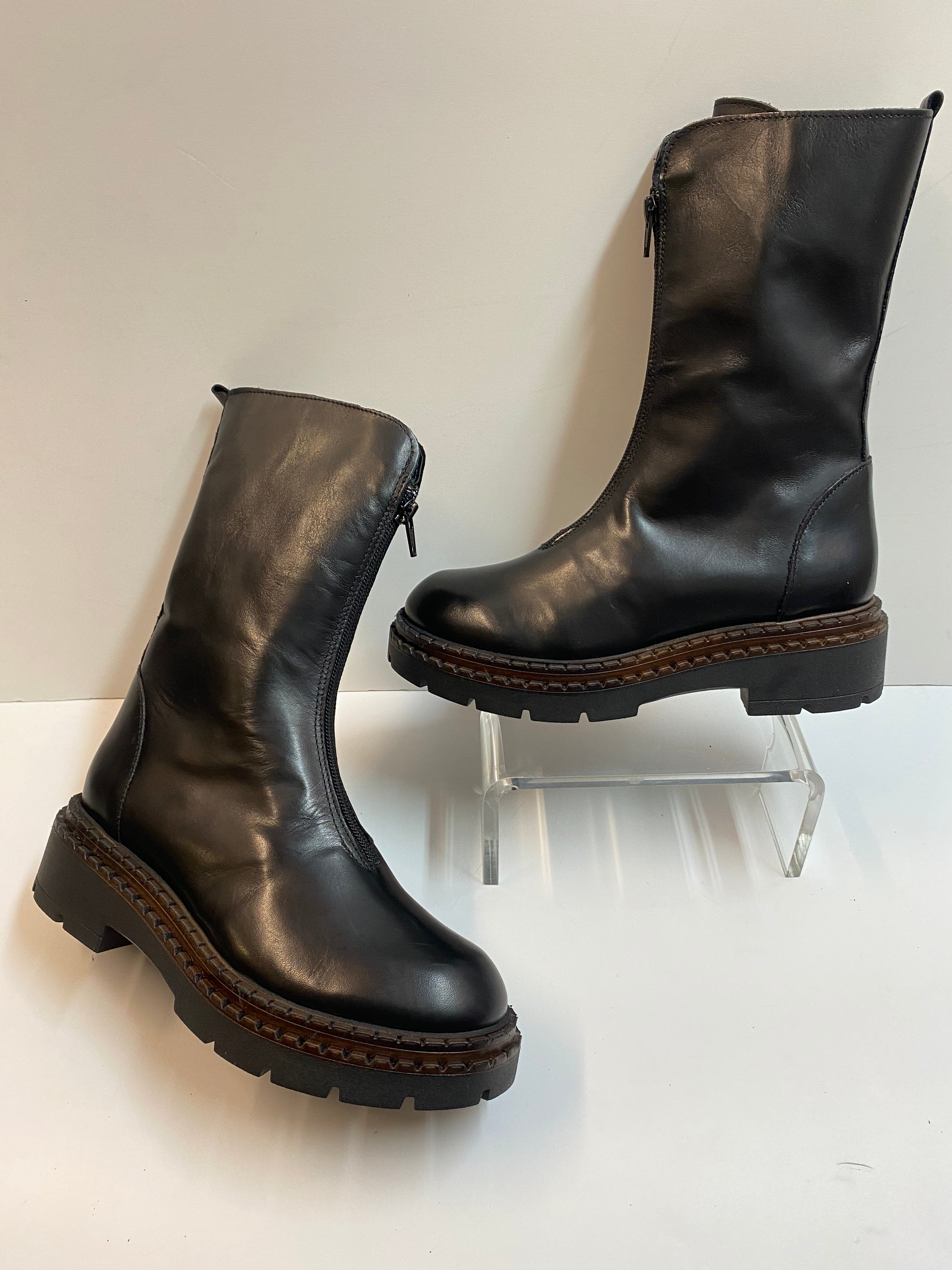 RShoes NANA 2 stivale donna in pelle nero con zip centrale