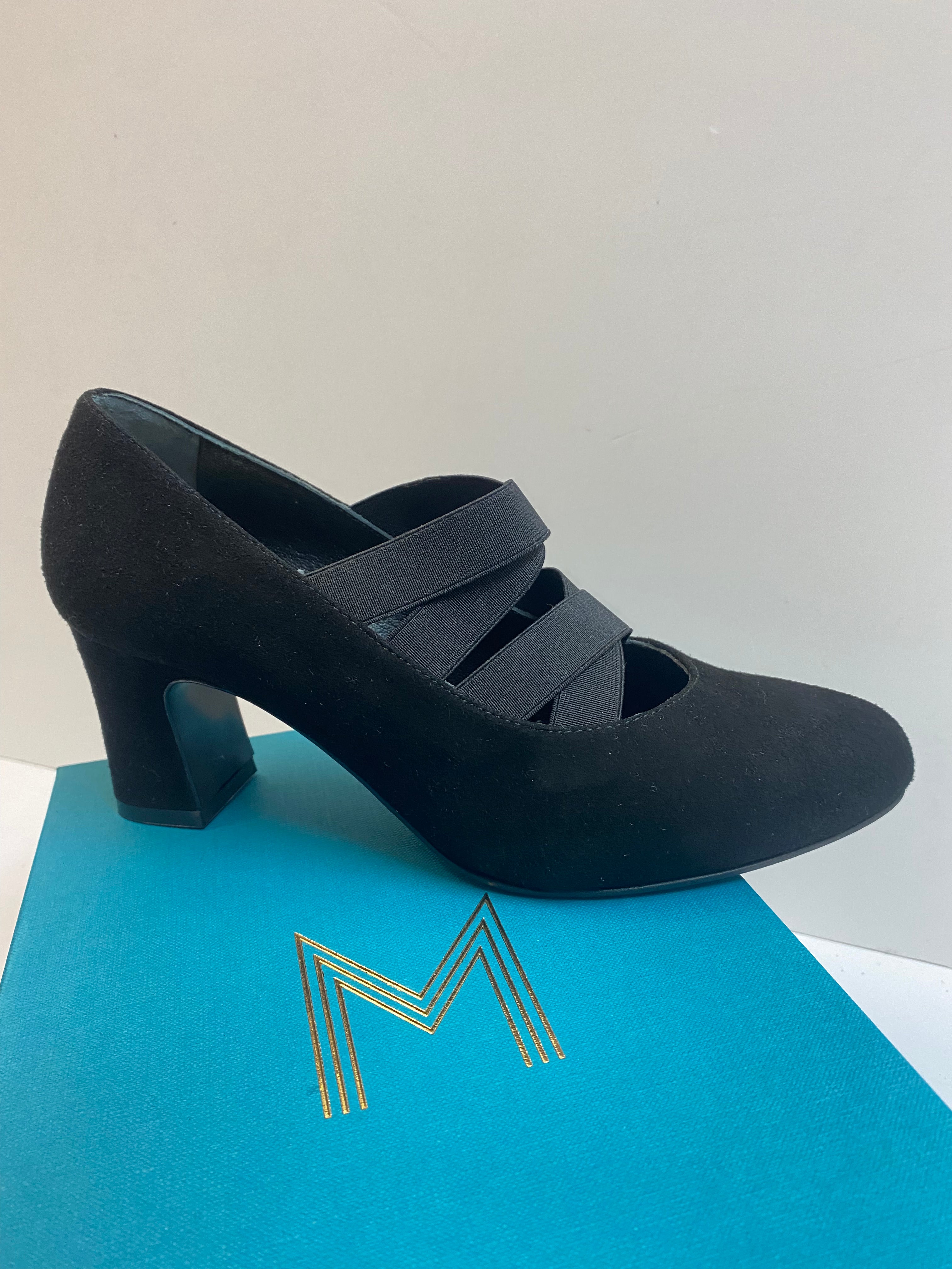 Melluso X5224 dècolletè con elastici in pelle scamosciata nero