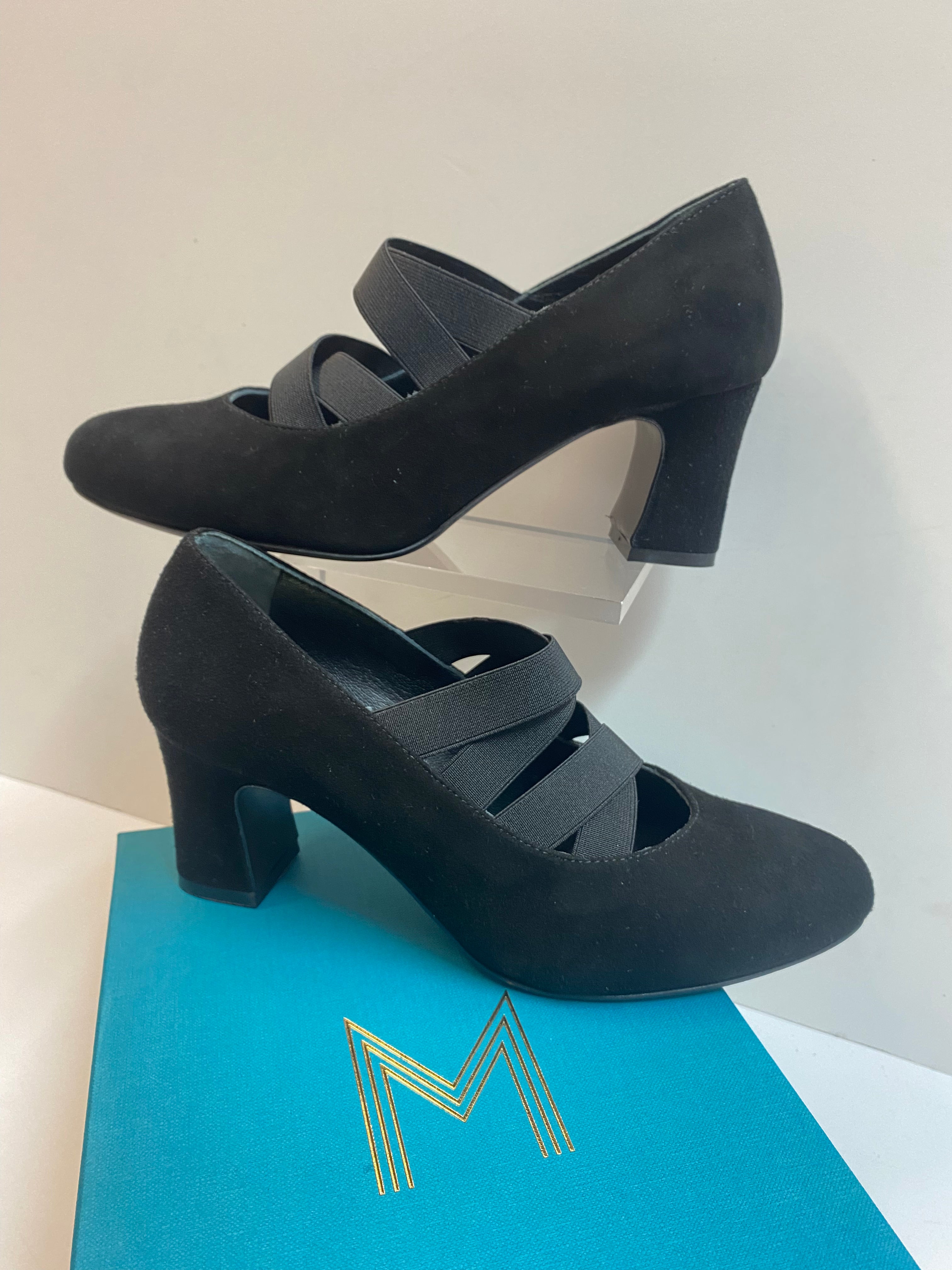 Melluso X5224 dècolletè con elastici in pelle scamosciata nero