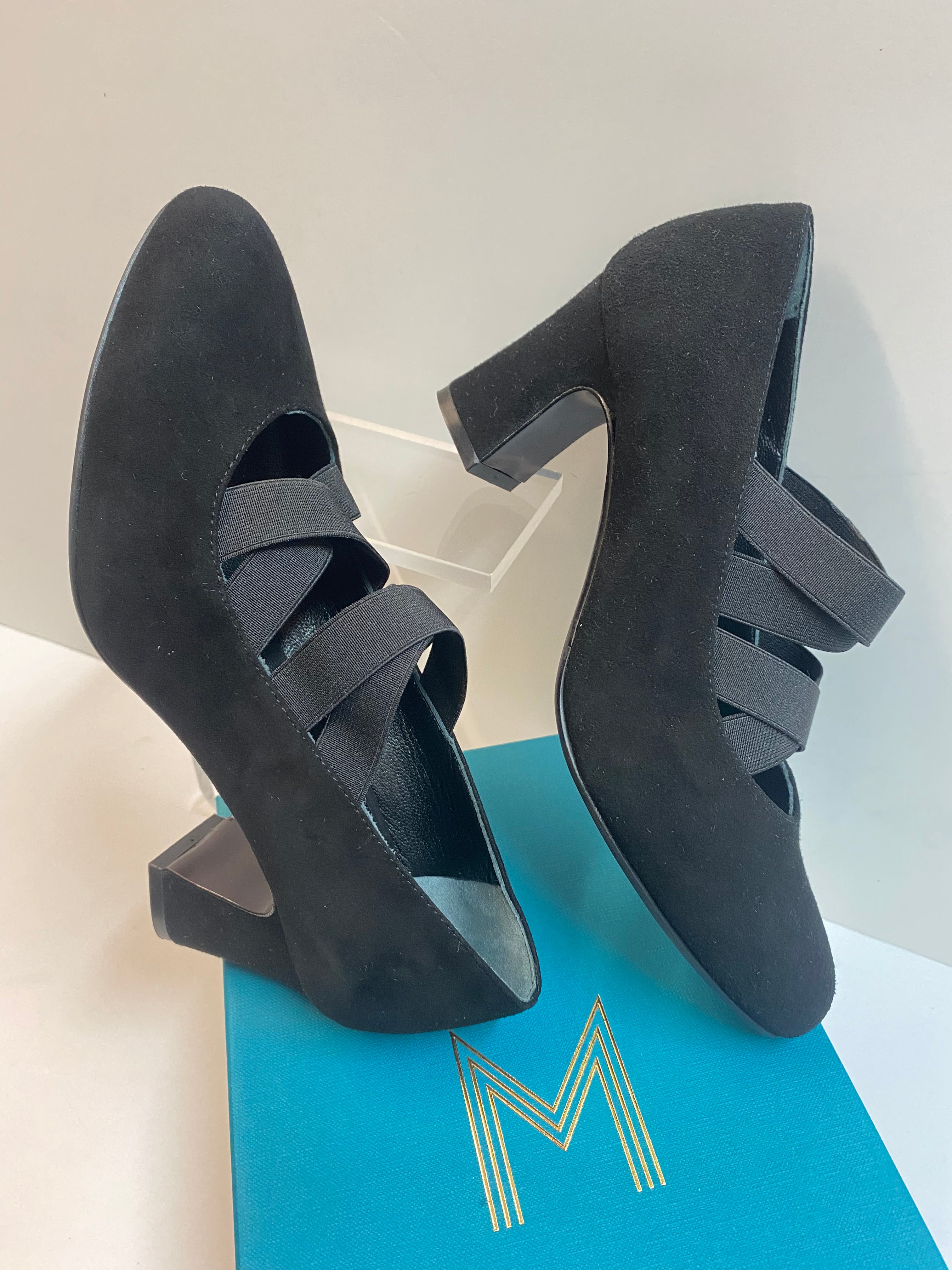 Melluso X5224 dècolletè con elastici in pelle scamosciata nero