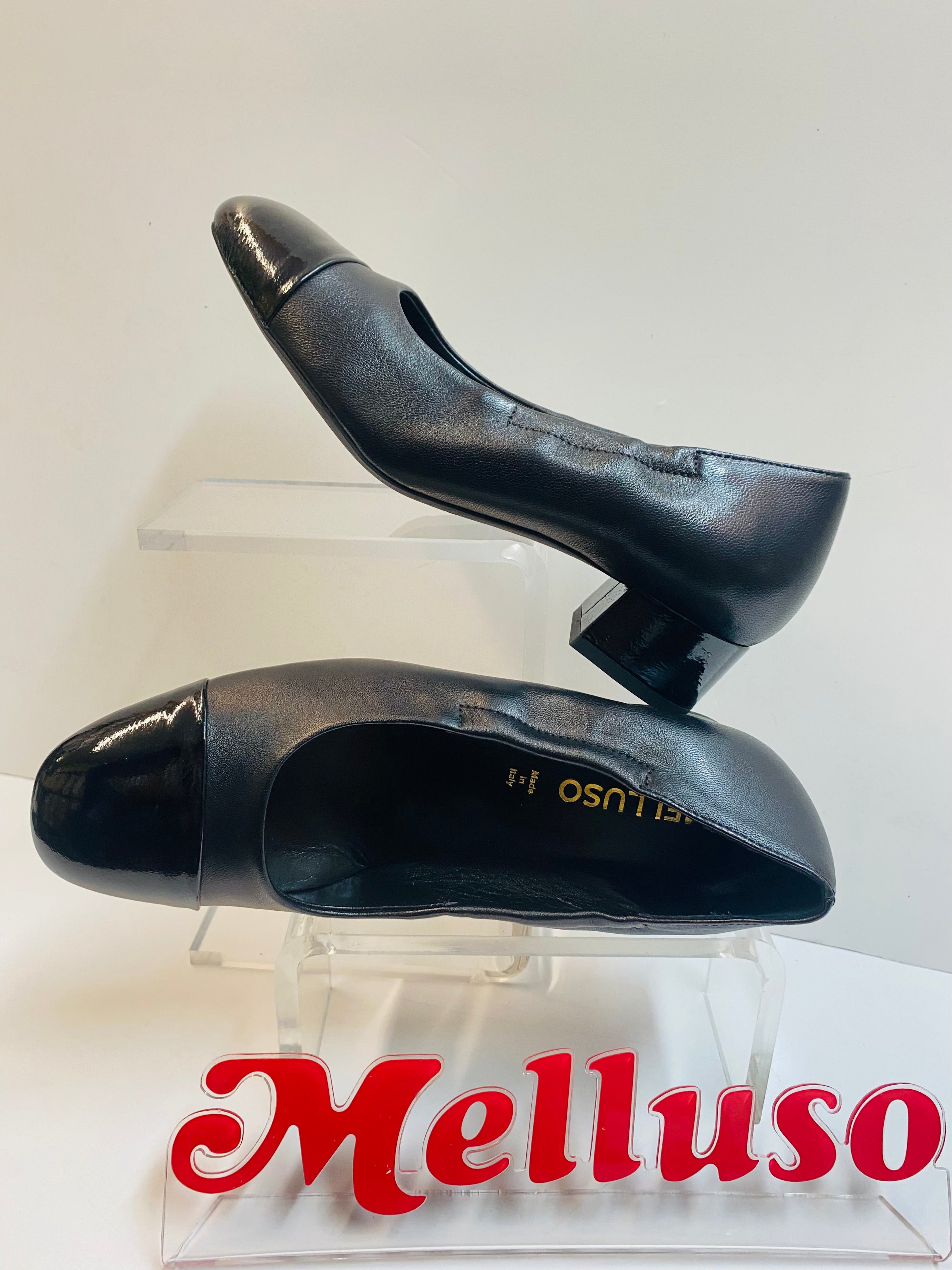 Melluso A262 dècolletè tacco 4 in pelle con puntina lucida nero