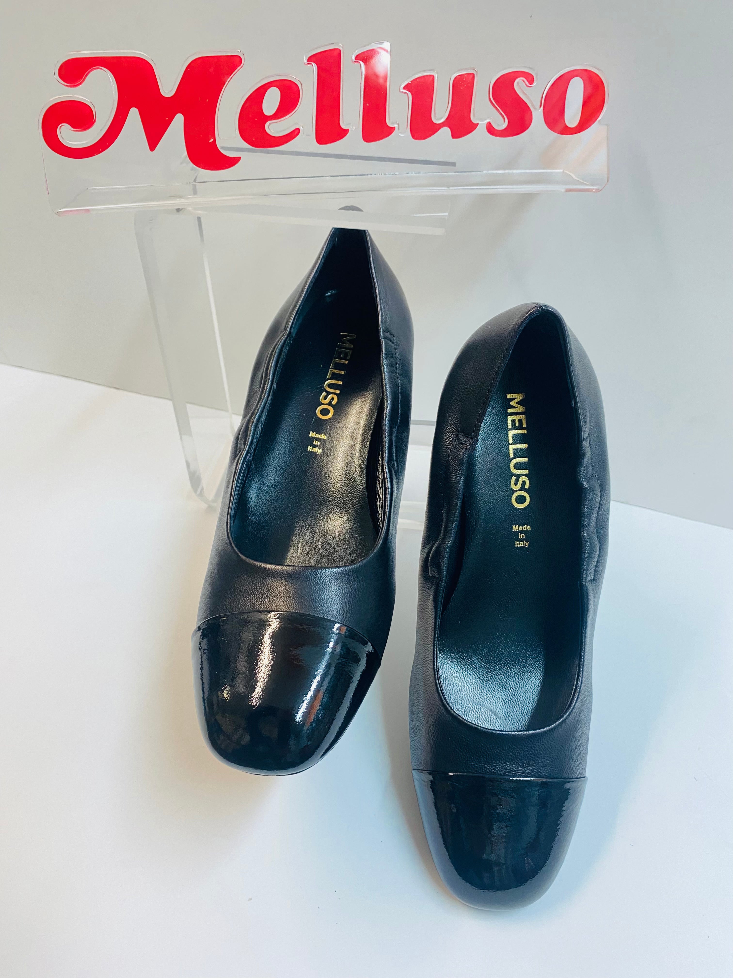 Melluso A262 dècolletè tacco 4 in pelle con puntina lucida nero