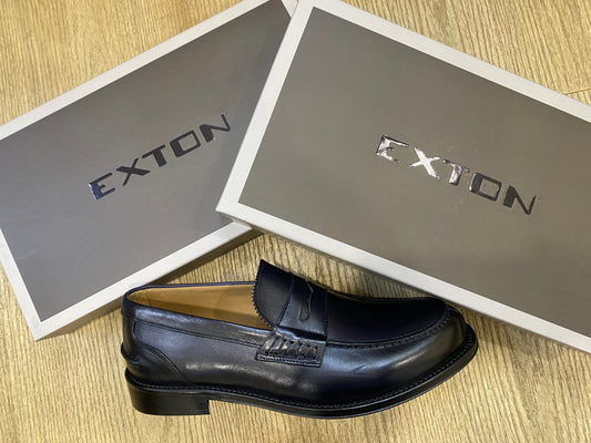 Exton 102 Mocassini uomo college con suola in cuoio