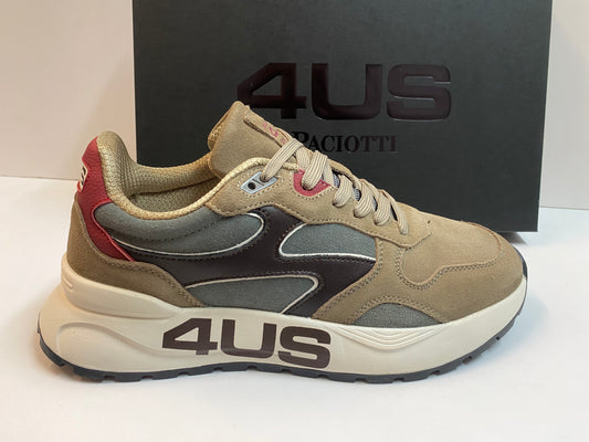 4US 25-439 Sneakers uomo in tessuto tecnico e pelle scamosciata
