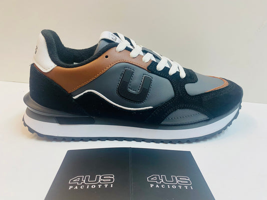 4US 25-459 Sneakers uomo con pannelli scamosciati e tessuto