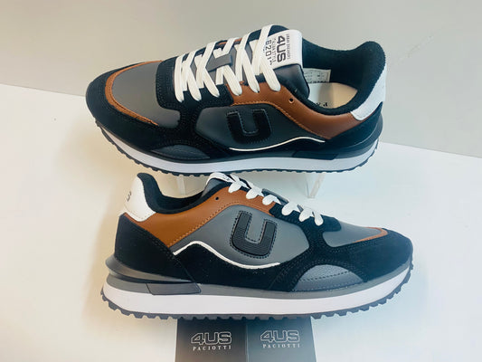 4US 25-459 Sneakers uomo con pannelli scamosciati e tessuto