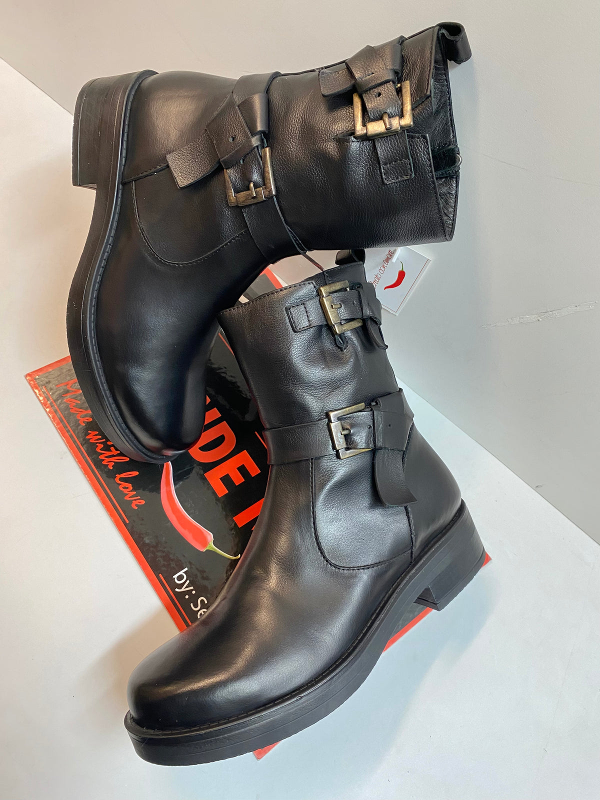 Sofia Mare 12755 Stivale biker con doppia fibbia