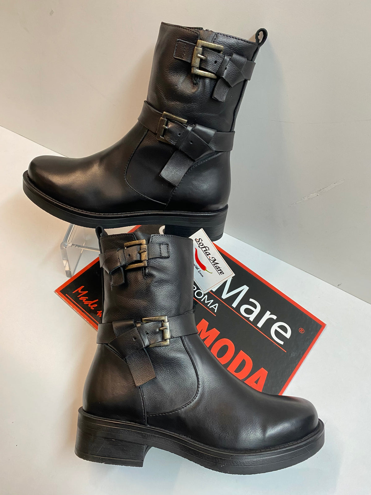 Sofia Mare 12755 Stivale biker con doppia fibbia