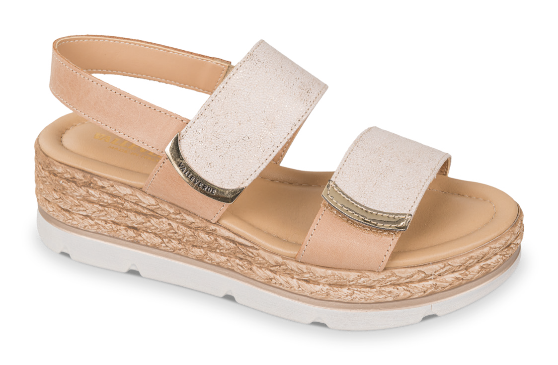 Valleverde 32391 sandalo donna doppia fascia e zeppa corda gold