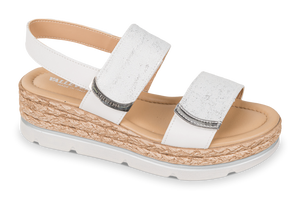 Valleverde 32391 sandalo donna doppia fascia e zeppa corda silver