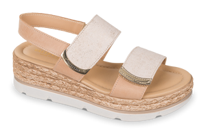 Valleverde 32391 sandalo donna doppia fascia e zeppa corda gold