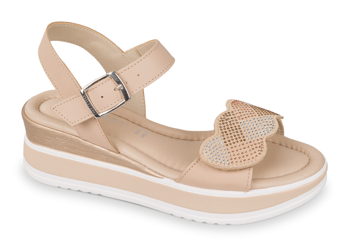 Valleverde 32111 sandalo donna con zeppa in pelle beige