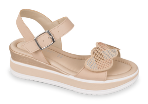 Valleverde 32111 sandalo donna con zeppa in pelle beige