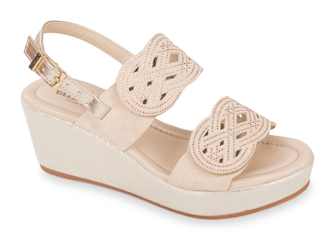 Valleverde 32210 sandalo donna doppia fascia con zeppa visone
