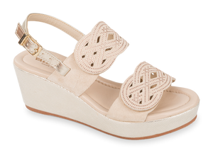 Valleverde 32210 sandalo donna doppia fascia con zeppa visone