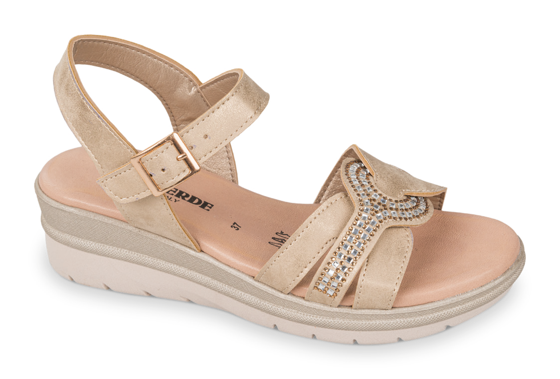 Valleverde 55561 sandalo donna in gold con applicazione
