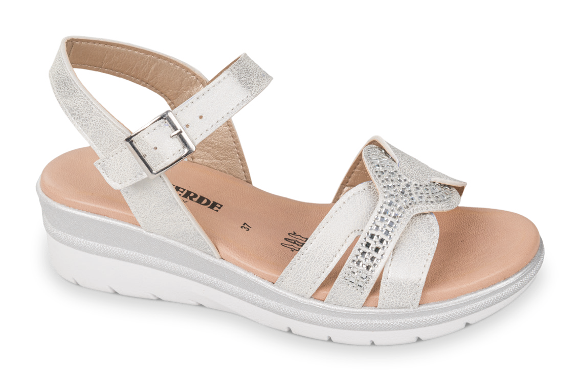 Valleverde 55561 sandalo donna in silver con applicazione