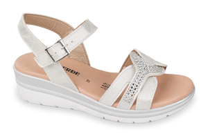 Valleverde 55561 sandalo donna in silver con applicazione