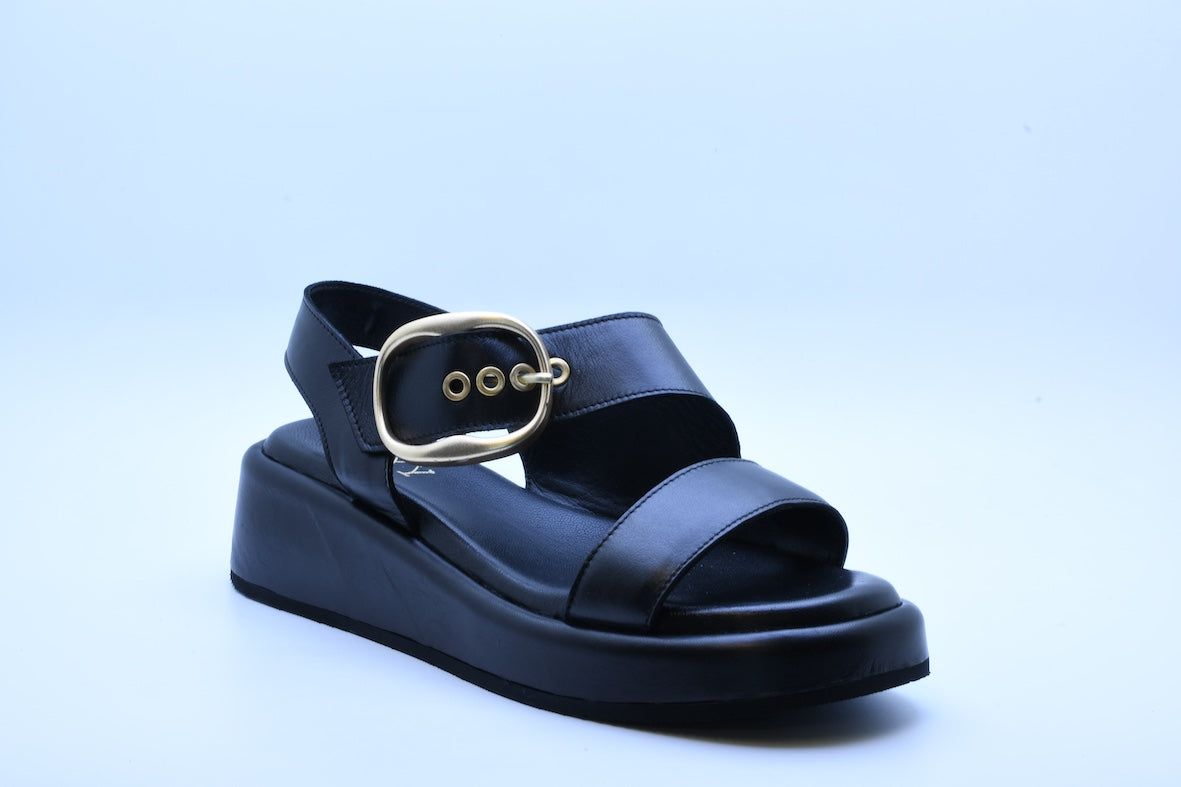 Pixy 582502 sandalo con zeppa e fibbia black