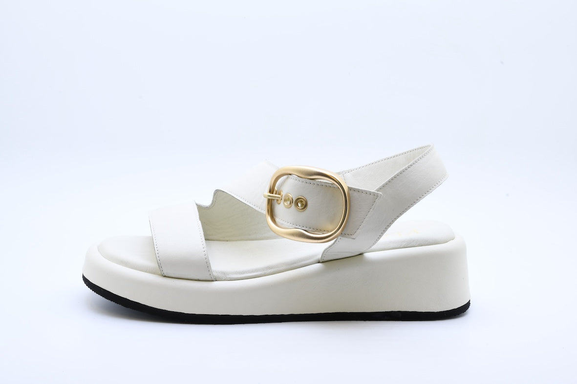 Pixy 582502 sandalo con zeppa e fibbia white