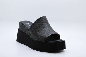 Pixy 587703 ciabatta alta platform in rafia black