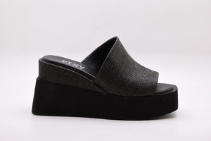 Pixy 587703 ciabatta alta platform in rafia black