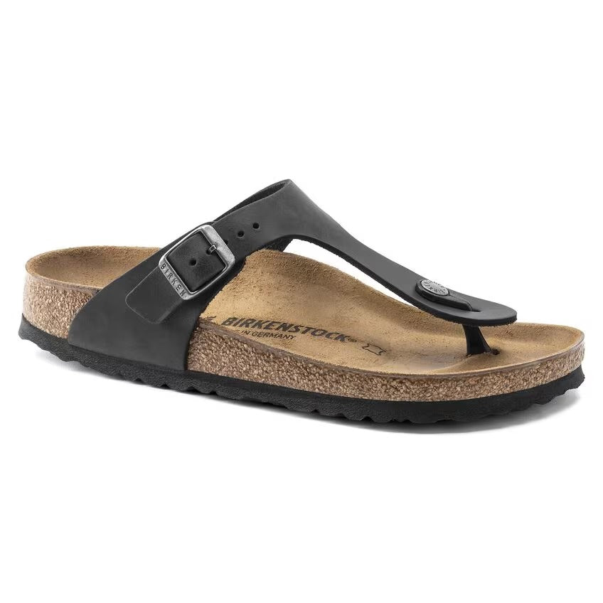 Birkenstock 845251 Gizeh Pelle oliata - Black