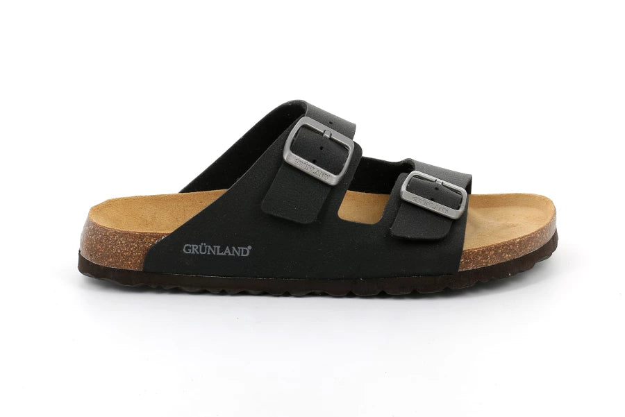 Grunland CB3012 Bobo ciabatta doppia fibbia da uomo nero