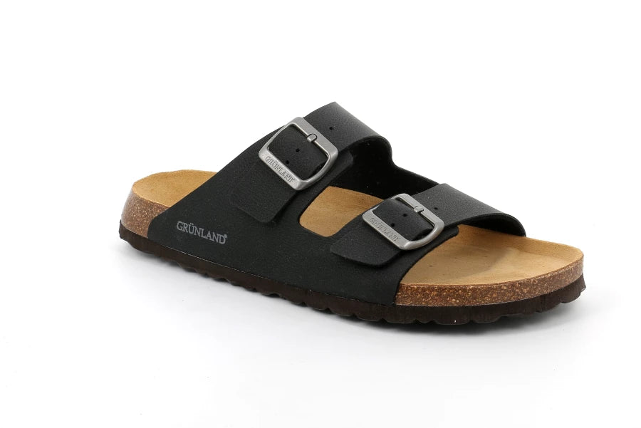 Grunland CB3012 Bobo ciabatta doppia fibbia da uomo nero