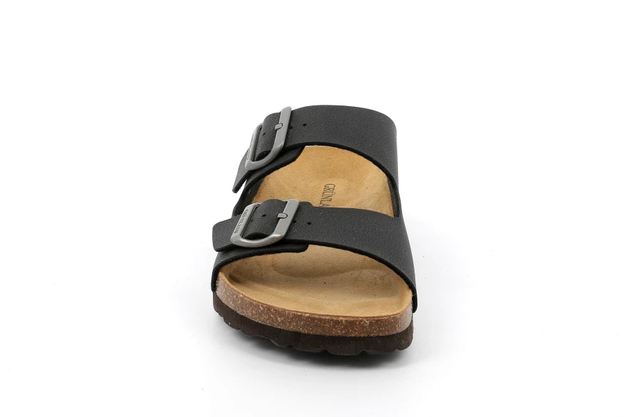 Grunland CB3012 Bobo ciabatta doppia fibbia da uomo nero