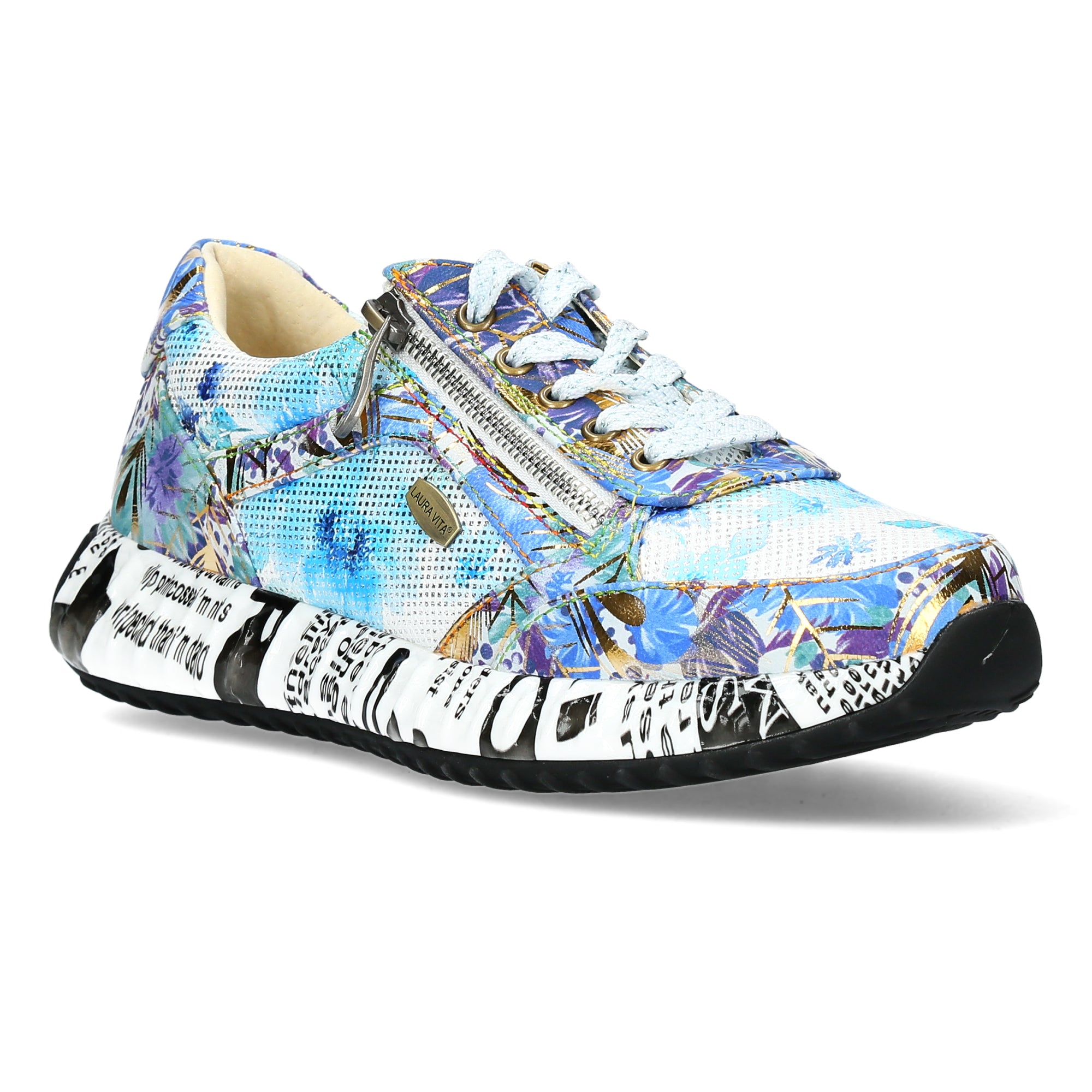 Laura Vita Burton 1123 sneakers con fiori indigo blù